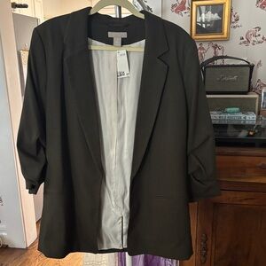H&M dark green Open-Front Blazer Jacket